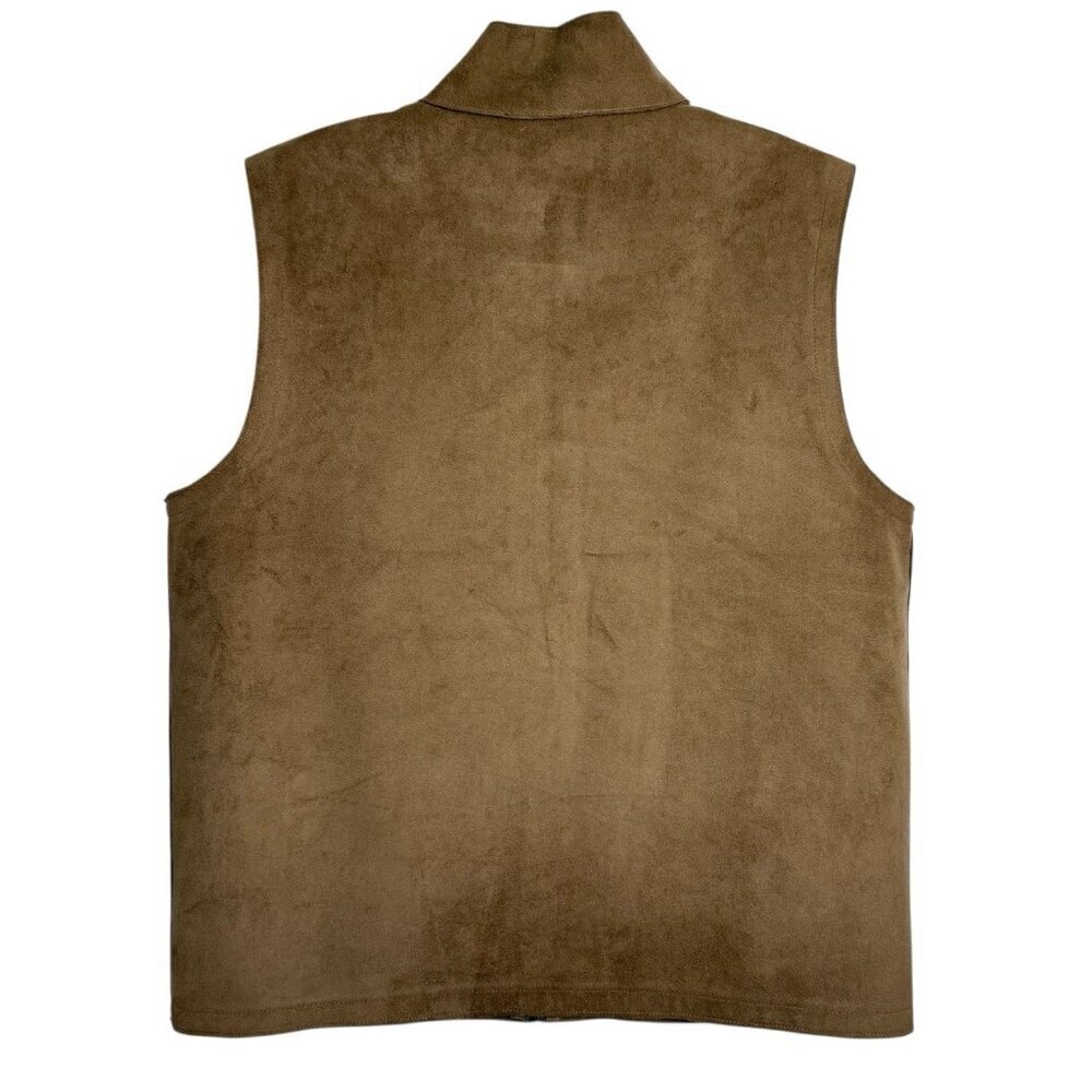 Ralph Lauren Faux Suede Zip Up Vest Women’s L Tan/Brown Western Boho Festival - Picture 3 of 4